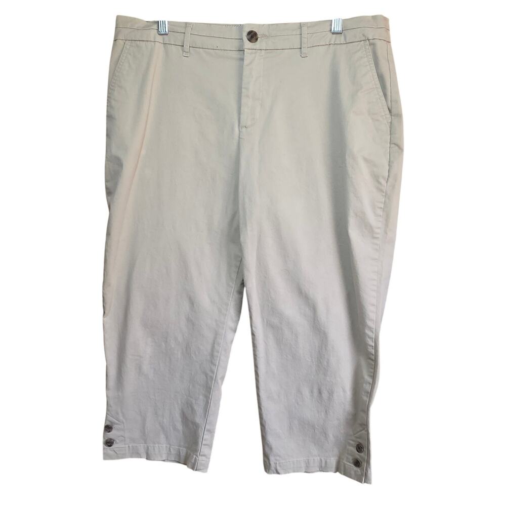 Tan Cotton Blend Stretch Crop Pants with Pockets Size 14
